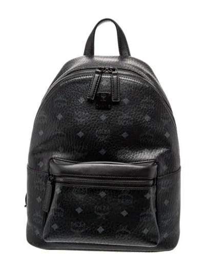 Pre-owned Mcm Monogram Backpack In Black