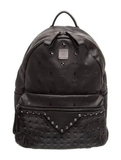 Pre-owned Mcm Monogram Backpack In Black