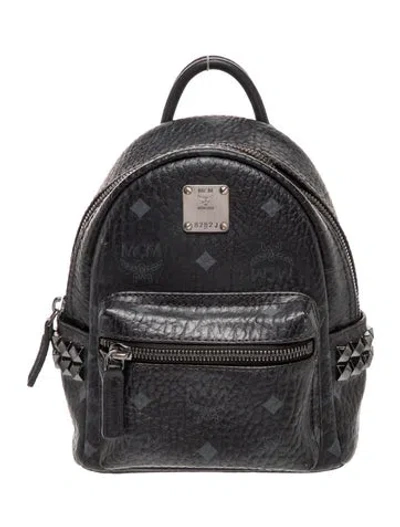 Pre-owned Mcm Monogram Backpack In Black