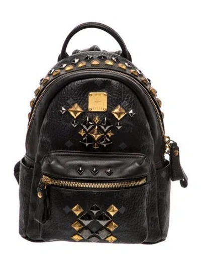 Pre-owned Mcm Monogram Backpack In Black