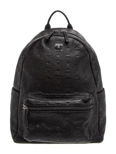 Pre-owned Mcm Monogram Backpack In Black