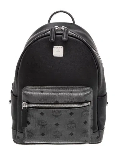 Pre-owned Mcm Monogram Backpack In Black