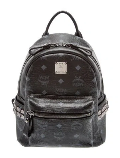 Pre-owned Mcm Monogram Backpack In Black