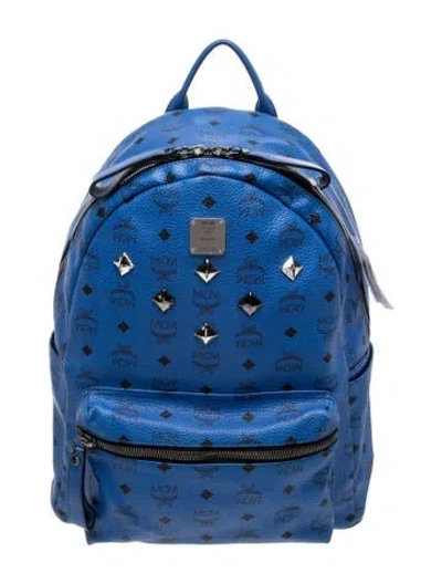 Pre-owned Mcm Monogram Backpack In Blue