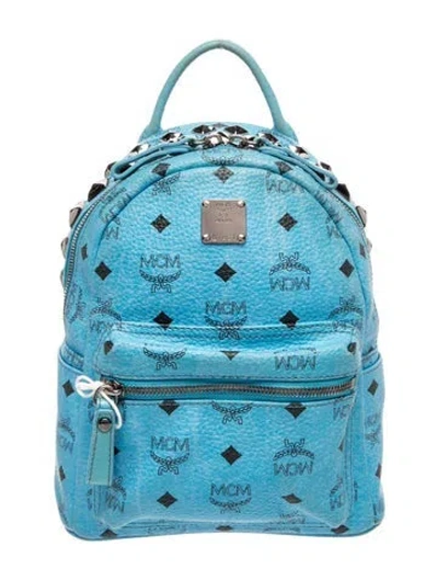Pre-owned Mcm Monogram Backpack In Blue