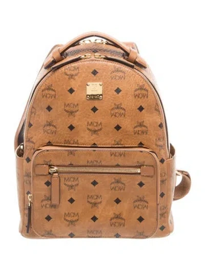 Pre-owned Mcm Monogram Backpack In Brown