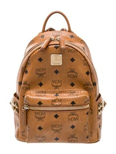 Pre-owned Mcm Monogram Backpack In Brown