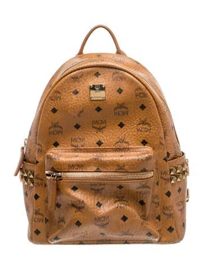 Pre-owned Mcm Monogram Backpack In Brown