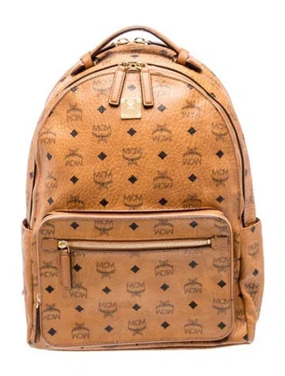 Pre-owned Mcm Monogram Backpack In Brown