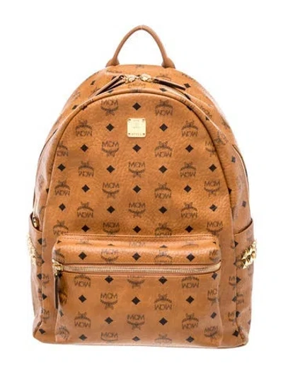 Pre-owned Mcm Monogram Backpack In Brown