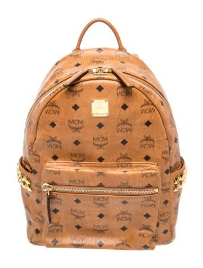 Pre-owned Mcm Monogram Backpack In Brown
