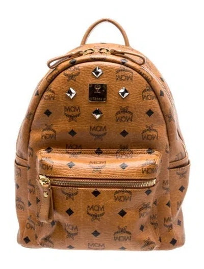 Pre-owned Mcm Monogram Backpack In Brown