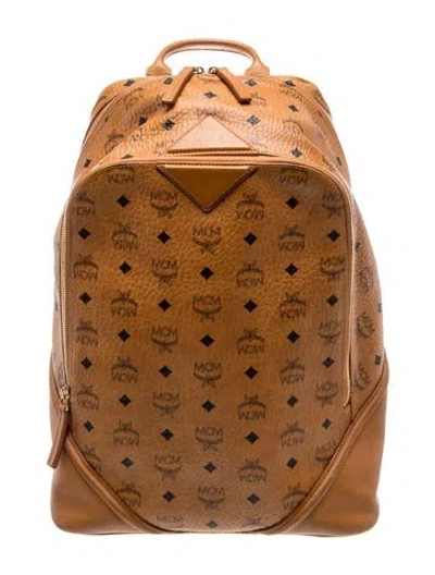 Pre-owned Mcm Monogram Backpack In Brown