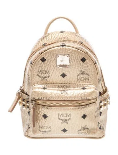 Pre-owned Mcm Monogram Backpack In Gold/metallic