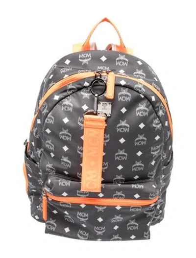 Pre-owned Mcm Monogram Backpack In Gray