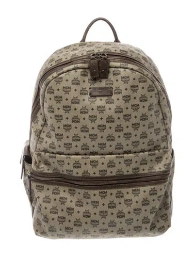 Pre-owned Mcm Monogram Backpack In Grey