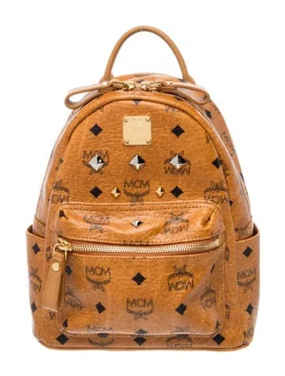 Pre-owned Mcm Monogram Backpack In Neutrals