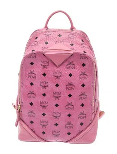 Pre-owned Mcm Monogram Backpack In Pink