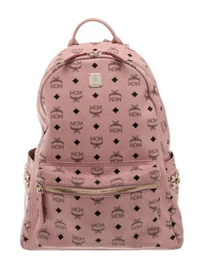 Pre-owned Mcm Monogram Backpack In Pink