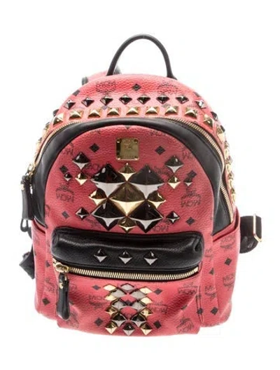 Pre-owned Mcm Monogram Backpack In Pink