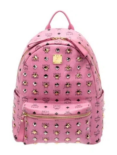 Pre-owned Mcm Monogram Backpack In Pink