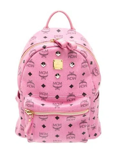 Pre-owned Mcm Monogram Backpack In Pink