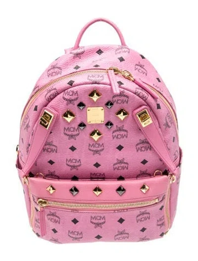 Pre-owned Mcm Monogram Backpack In Pink