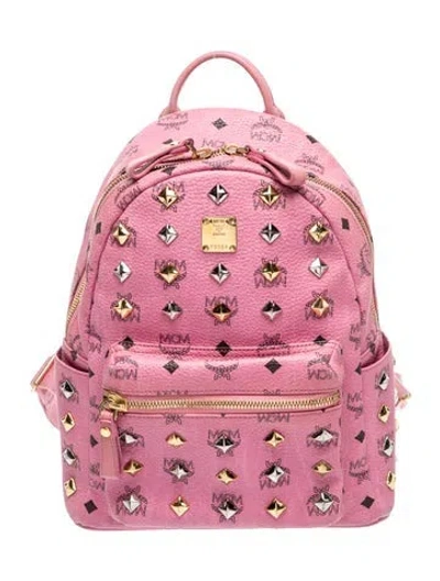 Pre-owned Mcm Monogram Backpack In Pink