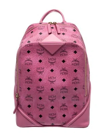 Pre-owned Mcm Monogram Backpack In Pink