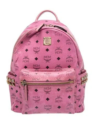 Pre-owned Mcm Monogram Backpack In Pink