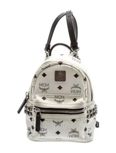 Pre-owned Mcm Monogram Bebe Boo Stark Side Extra Mini In Black/white