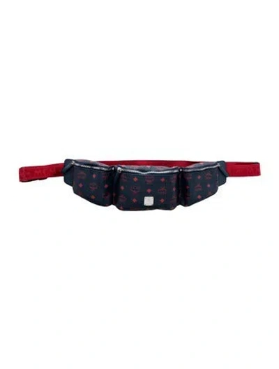 Pre-owned Mcm Monogram Belt Bag In Blue