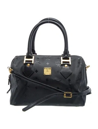 Pre-owned Mcm Monogram Boston In Black