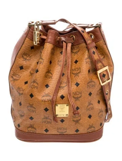 Pre-owned Mcm Monogram Bucket Bag In Brown