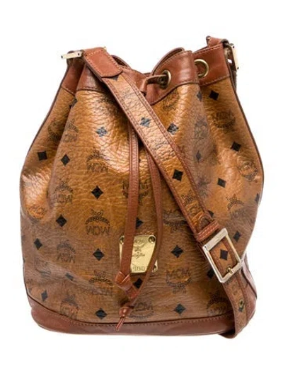 Pre-owned Mcm Monogram Bucket Bag In Brown