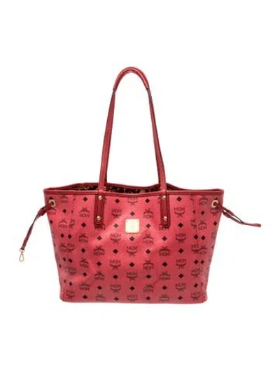 Pre-owned Mcm Monogram Bucket Bag In Red