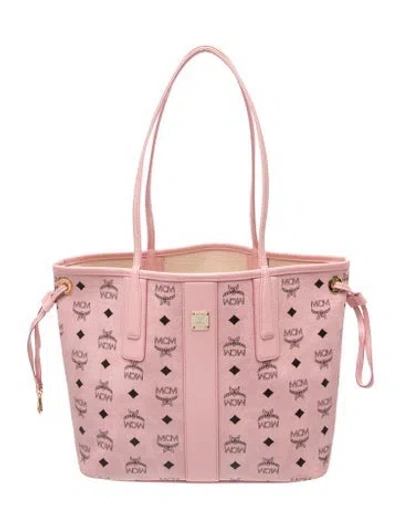 Pre-owned Mcm Monogram Bucket Bag Small W/ Tags In Pink