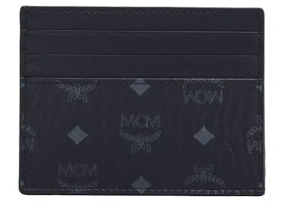 Pre-owned Mcm Monogram Card Case In Black