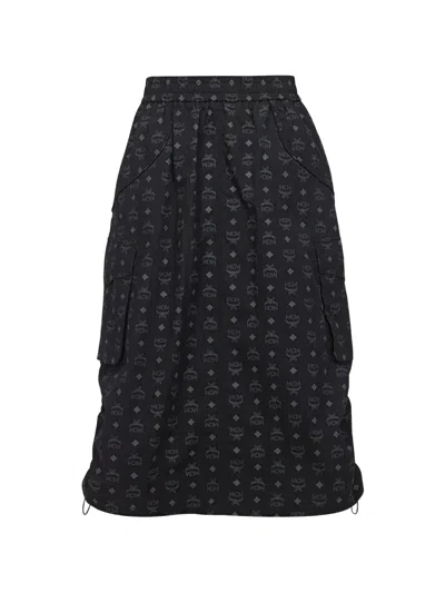 Mcm Monogram Cargo Skirt In Black