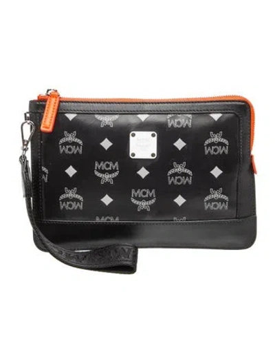 Pre-owned Mcm Monogram Clutch In Black
