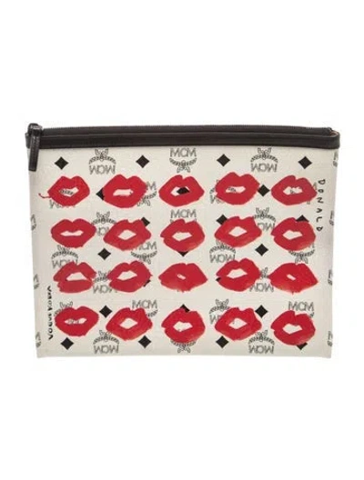 Pre-owned Mcm Monogram Clutch In Neutral