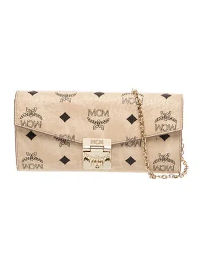 Pre-owned Mcm Monogram Clutch In Neutral