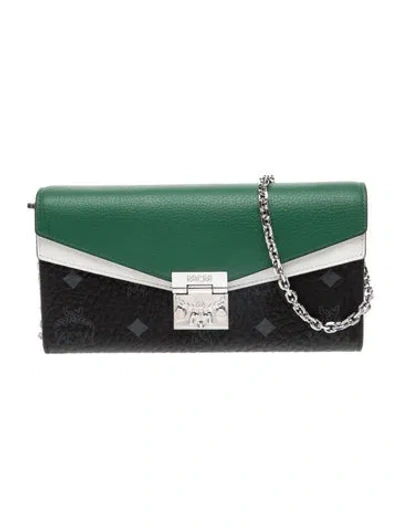 Pre-owned Mcm Monogram Colorblock Visetos In Green