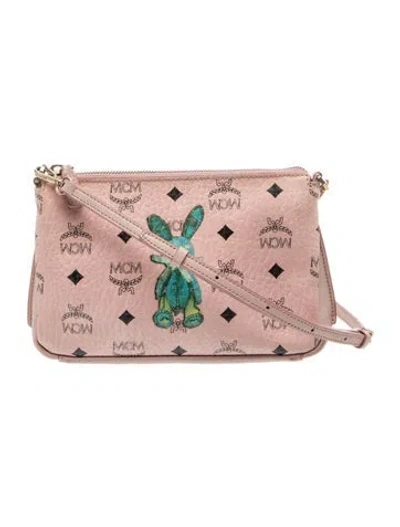 Pre-owned Mcm Monogram Crossbody Bag In Pink
