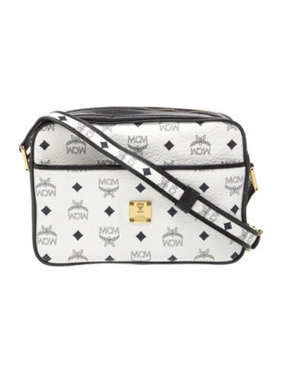 Pre-owned Mcm Monogram Crossbody Bag In White