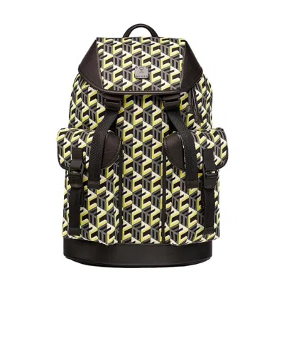 Mcm Monogram Geometric-print Backpack In Black