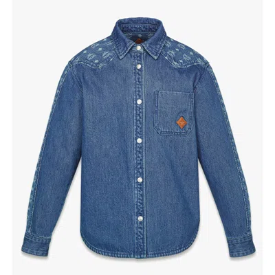 Mcm Monogram Jacket In Denim Jacquard In Blue