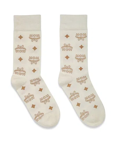 Mcm Monogram Knit Socks In Neutral