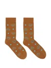 Mcm Monogram Knit Socks In Brown
