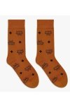 Mcm Monogram Knit Socks In Cognac